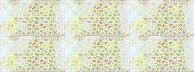 Raster illüstrasyonu. Duvar kağıdı için böcek dokusunun tekrarı. Tarafsız ve bej üzerine leke sürülmüş oldukça pürüzsüz bir kelebek dokusu. Bahar Kelebeği şirin tema.