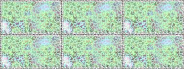 Raster illüstrasyonu. Tarafsız ve yeşil renklerdeki renkli kelebeklerin kusursuz arka planı. Tekstil, duvar kağıtları, web sayfası arkaplanları, yüzey dokuları için mükemmel.