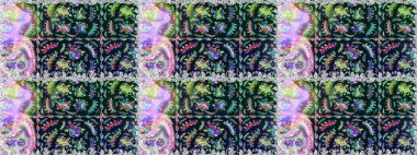 Mavi ve nötr renklerde çiçekler. Raster illüstrasyonunda kusursuz çiçek deseni.