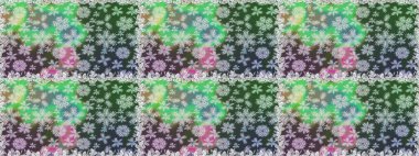 Raster deseni. Bahar çiçekleri dallı desen, yeşil ve gri renkler çiçekli siluet.