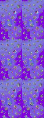 Kıvırcık, parlak örgü. Raster illüstrasyonu. Eski moda arka plan. Desen, çizim, çiçek sınırı. Güzel, parlak, pürüzsüz kumaş, tuval. Çiçeklerin çelengi.