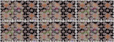 Çiçek duvar kâğıdı. Gri renkli şirin tekstil tarzında. Çiçek arkaplan. Raster illüstrasyonu. Renkli, pürüzsüz desen.