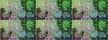 Raster hisseleri. Kusursuz bir arka plan modeli. Suluboya, elle çizilmiş. Çiçekler yeşil ve nötr.