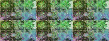 Raster illüstrasyonunda kusursuz çiçek deseni. Yeşil ve nötr renkte çiçekler.