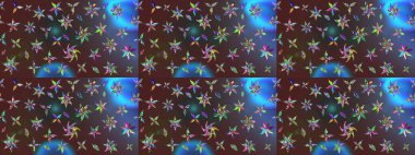 Renkli Bahar Teması eskiz kalıbı. Düz Çiçek Elementleri Tasarımı. Raster illüstrasyonundaki çiçek desenli çizim. Kahverengi renkte çiçekler.