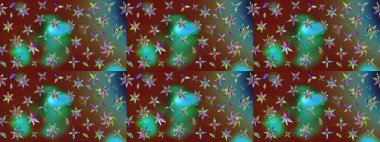 Robot resim. Raster illüstrasyonu. Küçük çiçekte sevimli çiçek deseni var..