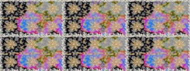 Paisleys zarif çiçek desenli dikdörtgen arka plan duvar kâğıdı illüstrasyonlu klasik stil, modern 3D çizgili sanat altın ve gri desenli çiçek yaprakları ve süslemeleri..