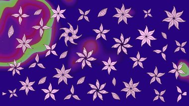 Sevimli çiçek raster deseni. Düz Çiçek Elementleri Tasarımı. Renkli Bahar Teması eskiz kalıbı. Mavi renkte çiçekler.