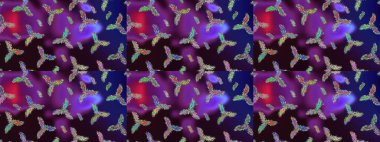 Sketch Colour Spring Theme eskiz kalıbı. Düz Çiçek Elementleri Tasarımı. Mor, kahverengi ve mavi renkte çiçekler. Sevimli çiçek raster deseni.