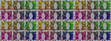 Küçük yeşil çiçeklerle oldukça eski bir besin torbası deseni. Tekstil, kumaş, kapaklar, duvar kağıtları, baskı, naylon, yapıştırma, örgü, dekupaj için çiçeksiz arkaplan.