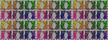 Raster illüstrasyonunda kusursuz çiçek deseni. Yeşil renkte çiçekler.