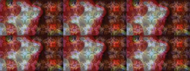 Raster illüstrasyonu. Kahverengi, kırmızı ve gri kar taneleri. Noel ve yeni yıl moda baskıları için tatil tasarımı. Renkler. Kar tanelerinin soyut arkaplanlı Noel deseni.