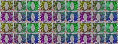 Yeşil renkli çiçekler. Kumaş desenli papatya çiçekleri ayrıntıları.