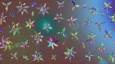 Renkli Yaz Temalı eskiz kalıbı. Düz Çiçek Elementleri Tasarımı. Çiçekli eskiz çizimi. Kahverengi renkte çiçekler.