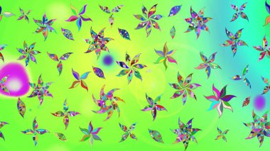 Küçük çiçekte güzel bir desen. Yeşil çiçekli bahar çiçekleri. Küçük renkli çiçekler. Moda baskıları için zarif bir şablon. Motley illüstrasyonu.