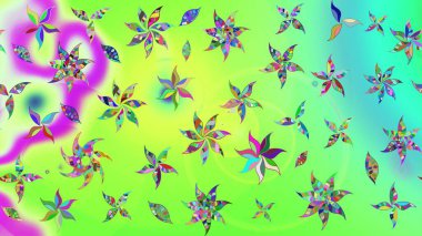 Çizim çiçek deseni duvar kâğıdı olarak kullanılabilir. Raster illüstrasyonu. Yeşil renkte çiçekler.