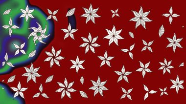 Raster illüstrasyonu. Kırmızı renkte karalamalı çiçek deseni çiz.