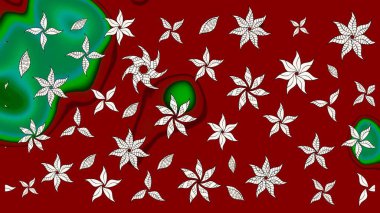 Vadinin çiçekleri kırmızı renklerde. Çiçekler. Soyut etnik raster çizim kalıbı.