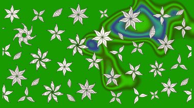 Soyut etnik raster çizim kalıbı. Arkaplan dokusu, duvar kağıdı, yeşil renkli çiçek teması. Kabile sanatı boho baskısı, klasik çiçek arkaplanı.