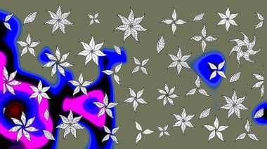 Düz Çiçek Elementleri Tasarımı. Yeşil renkli çiçekler. Raster illüstrasyonundaki çiçek desenli çizim. Renkli Bahar Teması çizim şablonu.