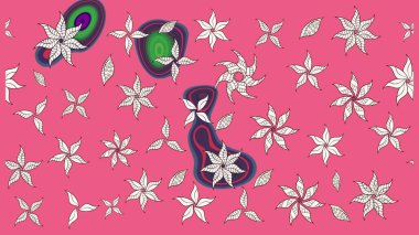 Raster illüstrasyonu. Egzotik çiçekler, pembe renklerdeki parlak botanik klasik doğa. Klasik tropikal doğal elementlerin suluboya seti.