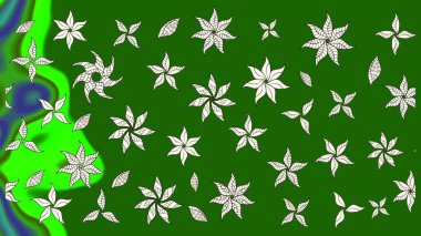 Yeşil renklerde. Raster illüstrasyonu. Çiçek buketleriyle klasik tarzda eskiz deseni.