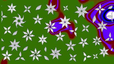 Çizgi çizimi kalıbı. Raster Moda kumaş deseni. Şirin çiçekler..