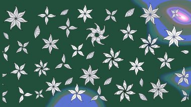 Tatil havası. Yeşil renkli çiçekler. Bahar mevsimi. Raster güzel bir çiçek deseni çizmiş. Nazik romantik baskı.