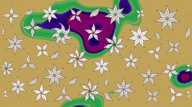 Çiçek desenli raster, sarı çizgi grafik desenli soyut raster arkaplan. Modern stil dokusu.