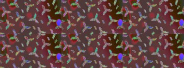 İllüstrasyon kar tanesi. Kahverengi, yeşil ve kırmızı renklerde ayrık suluboya kar taneleri. Güzel dekorasyon. Kışın sembolü.