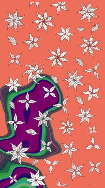 Çocuk stili. Çiçekli eskiz arkaplanı. Renkli Bahar Teması eskiz kalıbı. Düz Çiçek Elementleri Tasarımı.