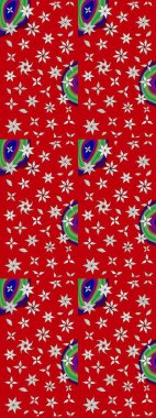 Raster deseni. Raster illüstrasyonu. Kibarca, kırmızı renkte bahar çiçekleri. Patlayan çiçekler soyut yerleştirilmiş.