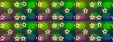 Düz dizayn. Kar Tanesi Mozaik ikonu. Yeşil, mavi ve kahverengi siluet kar tanesi işareti. Grafiksel element dekorasyonu. Sembol kışı, donmuş, Noel, yeni yıl tatili. Raster illüstrasyonu.