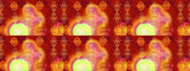 Bokeh kırmızısı, turuncu, sarı ve kar taneleriyle dekoratif Noel arkaplanı. Raster illüstrasyonu.