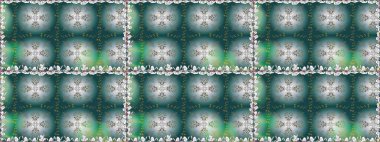 Mavi renklerde. Raster illüstrasyonu. Mavi renkte mavi papatya deseni.