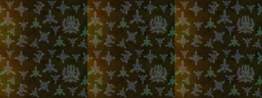 Sevimli çiçek raster deseni. Düz Çiçek Elementleri Tasarımı. Renkli Yaz Temalı eskiz kalıbı. Kahverengi, gri ve yeşil renkte çiçekler.