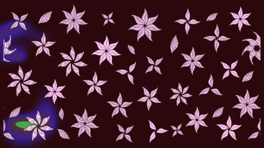 Raster illüstrasyonu. Şirin çiçek elementleri. Kahverengi renkli çiçekler. Çizim.