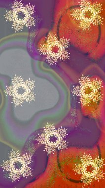 Mor, gri ve nötr renkler üzerine tasarım. Çiçek Elementleri 'nin soyut geçmişi. Raster kış deseni. Raster illüstrasyonu.