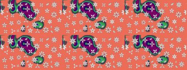 Çiçek deseni. Raster güzel kumaş deseni çiziyor. Renkli Bahar Teması eskiz kalıbı. Düz Çiçek Elementleri Tasarımı.