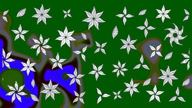 Yeşil renklerde. Raster illüstrasyonu. Raster illüstrasyonundaki çiçek desenli çizim. Güzel kumaş deseni.