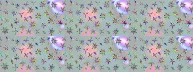 Robot resim. Şirin çiçek elementleri. Gri renkli çiçekler. Raster illüstrasyonu.