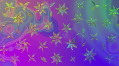 Raster deseni. Bahar çiçekleri dallı desen, mor renkler çiçekli siluet.