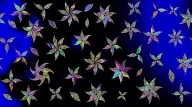 Miles Fleur, süslü püslü bir süs. Tomurcukları papatya çiçekleri olan sevimli bir çiçek deseni. Eskiz geçmişi. Eski usul. Raster illüstrasyonu. Kumaş, tekstil ve duvar kağıdı baskısı için..