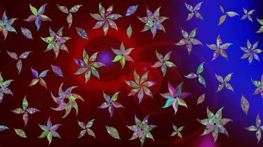 Eskiz arkaplan modeli. Yapraklı çiçekler ve kahverengi renkli papatya çiçekleri. Raster - stok.