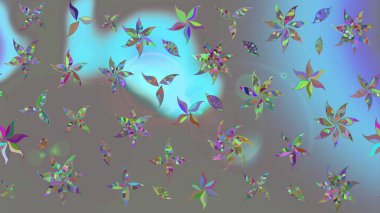 Moda baskıları için zarif bir şablon. Küçük renkli çiçekler. Küçük çiçekte güzel bir desen. Gri çiçekli bahar çiçekleri. Motley illüstrasyonu.