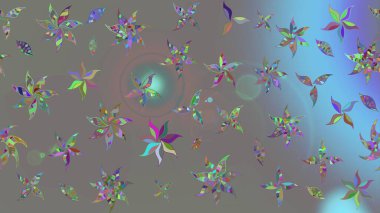 Eskiz klasiği. Raster Şirin kumaş deseni. Düz Çiçek Elementleri Tasarımı. Renkli Bahar Teması çizim şablonu.