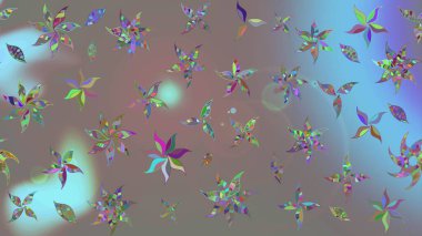 Yapraklı çizim şekli. Şirin, zarif çiçekler Raster illüstrasyonu. Poster ya da kapak için arka plan. Tekstil için figür. Davetiye ve kartpostal tasarımı için dekoratif çiçek unsurları.