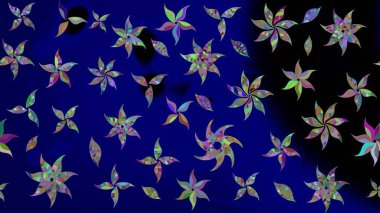 Çiçek ve yapraklı çiçek deseni. Küçük çiçekli şirin bir desen. Raster illüstrasyonu.