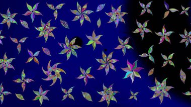 Raster çiçek desenleri çiziyor. Vadinin mavi renkli çiçekleri.