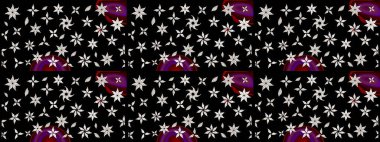 Küçük çiçekteki sevimli çiçek deseni. Siyah renkte çiçekler.